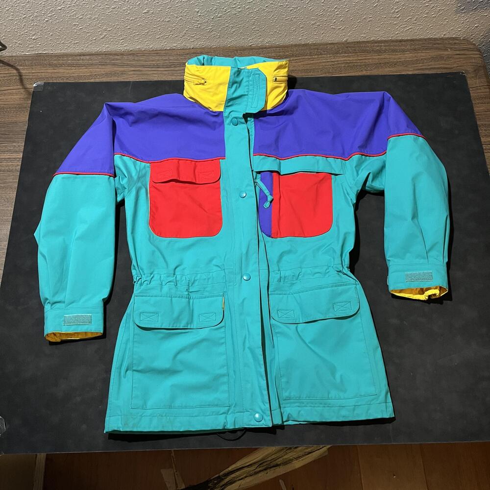 Vintage Eddie Bauer Gore Tex Jacket Mens Small Colorblock Parka 80s Gore-Tex